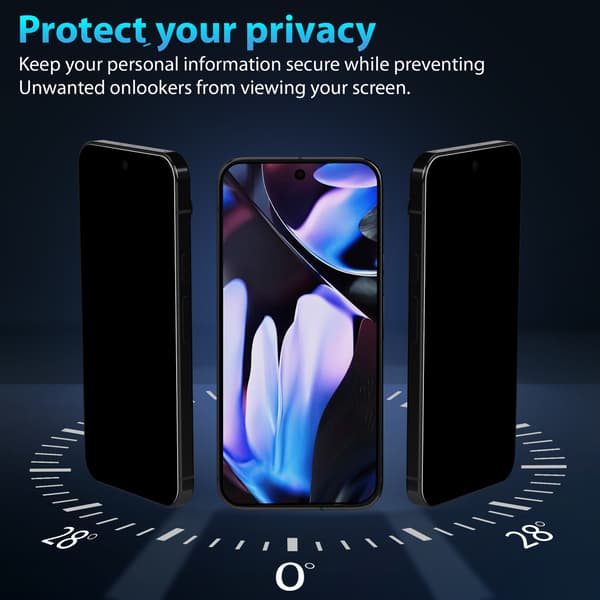 Google Pixel 9 Pro Sekretessskärmskydd (2-pack) och Linsskydd (2-pack) - 9H Härdat Glas - Ultrahög Kvalitet 3D