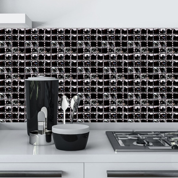 3D självhäftande plattor för badrum kök Vägg kakel kanter - 20 ark