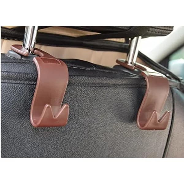Bilförvaringskrokar, baksäteskrokar, handväskhållare, 4-pack, brun -PHWJ