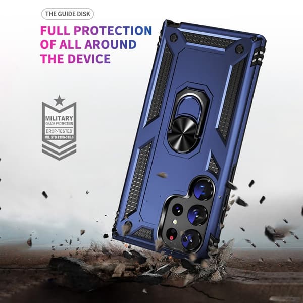 Samsung Galaxy S23 Ultra Skyddsfodral Ring Armor Blandad Blå