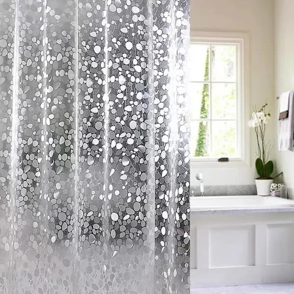 Duschdraperifoder, Duschdraperi med stenmönster Transparent, Duschdraperi för badrum –1,5/1,8×1,8/2m, Vattentätt 1,8*2m