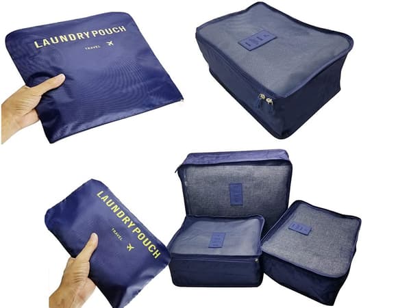 Bagageorganisatörset - 6 delar - Mörkblå resväska