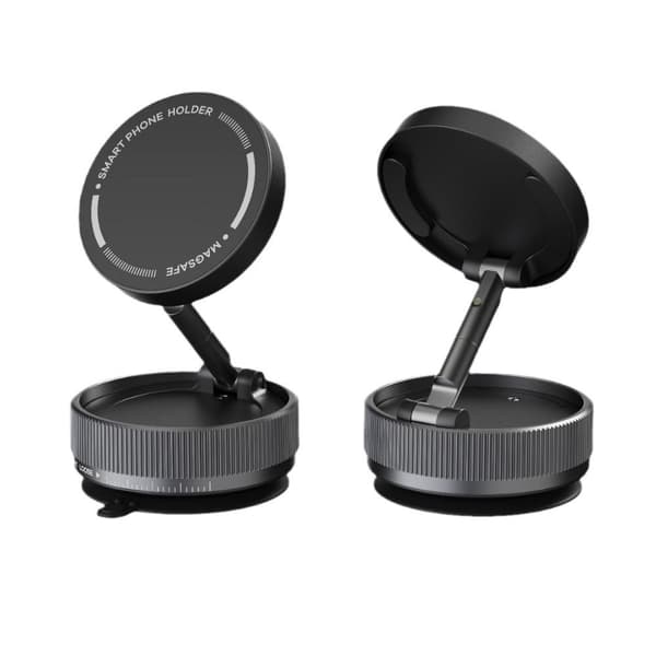 Magnetisk Telefonholder Bil - Vakuumsug & 360° Rotation Sort