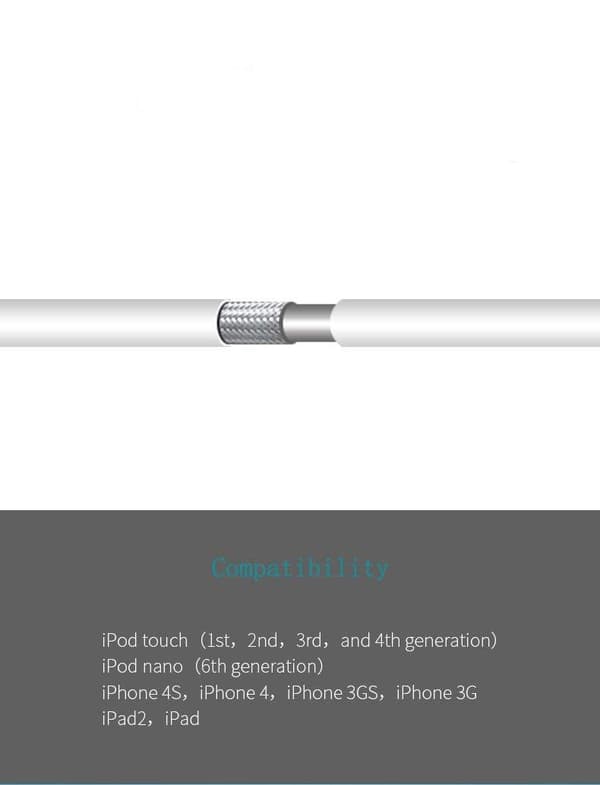 2X ladekabel for eldre iPhones og iPads 30-pinners USB-kabel hvit