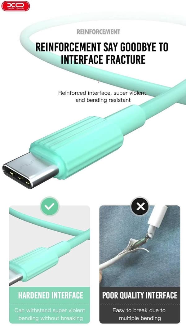 2 KPL Pikalataava USB-C 2.4A -kaapeli Samsungille, Androidille - 1m Monivärinen