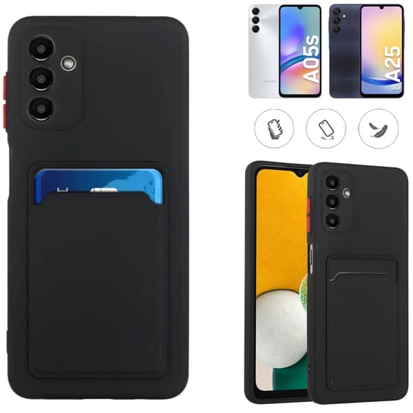 Sort SIM-kortplads telefoncover til Samsung A05s/A25 - Mulighed: Sort Samsung Galaxy A25