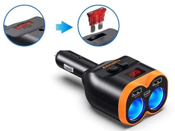 Cigarettestik Splitter 12-24v - USB-C