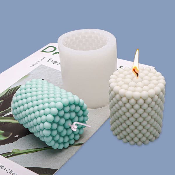 Stearinlysform DIY Stearinlys Cylinder med Kugler 7cm hvid