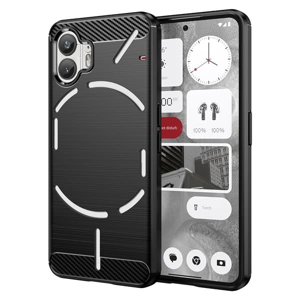 SHELL Nothing Phone (2) Armor Carbon Stødsikkert TPU Cover - Sort