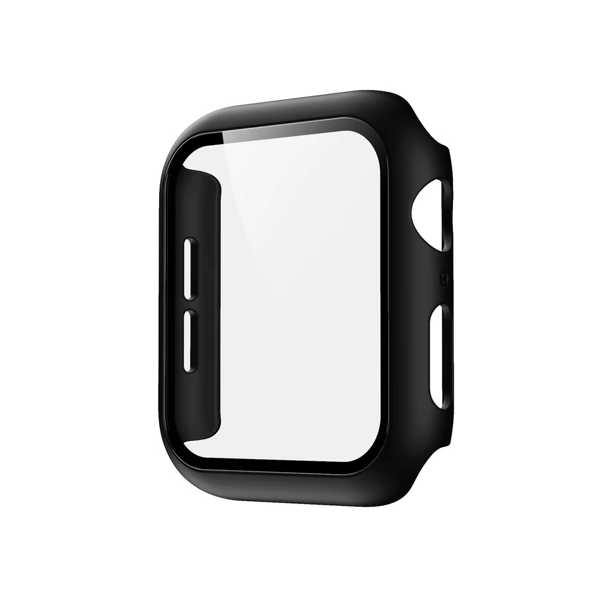 Stødresistent etui til Apple Watch 44mm + Hærdet Glas 2-i-1 - Sort