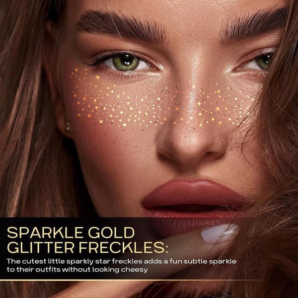 10 stk, gullfargede fregner ansiktsklistremerker, gullfargede glitterfregner ansiktsklistremerker, glitterfregner ansiktsklistremerker og barn, glitter sminke s