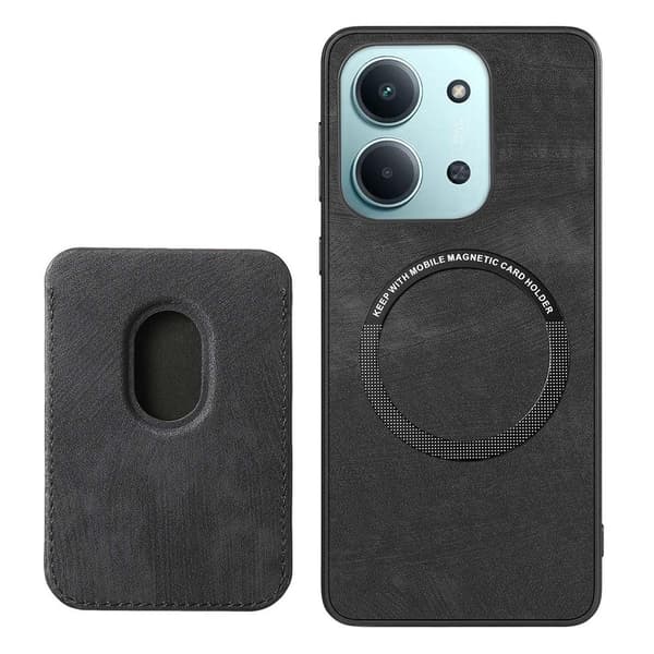 Xiaomi Redmi 15C (173mm) PU læder magnetisk kortholder etui - Sort Sort