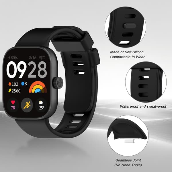 Sort silikone urrem til Redmi Watch 4