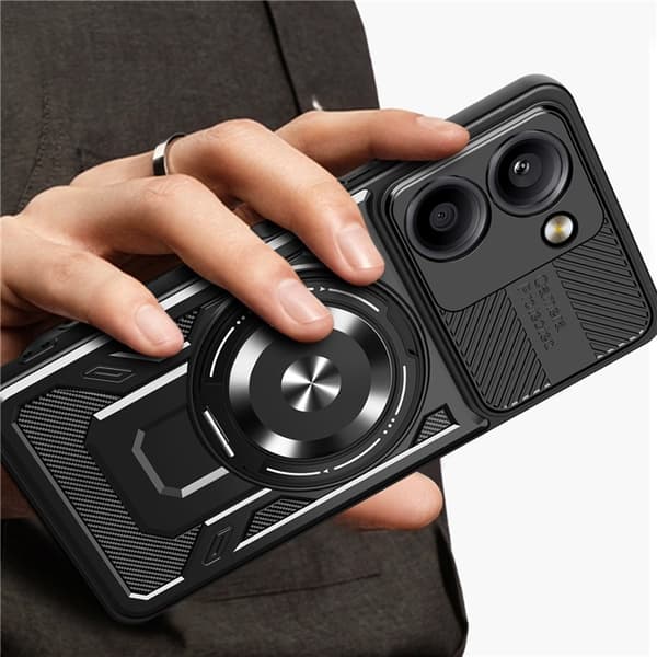 Xiaomi Redmi A5 4G Armor Hybrid Magnetisk Ring Cover - Sort Sort