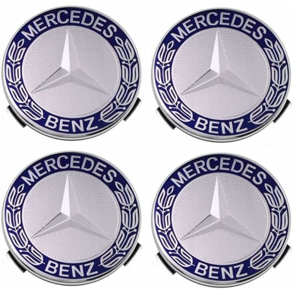 Lot de 4 cache-moyeux kompatibla med Mercedes Benz 75 mm - Bleu