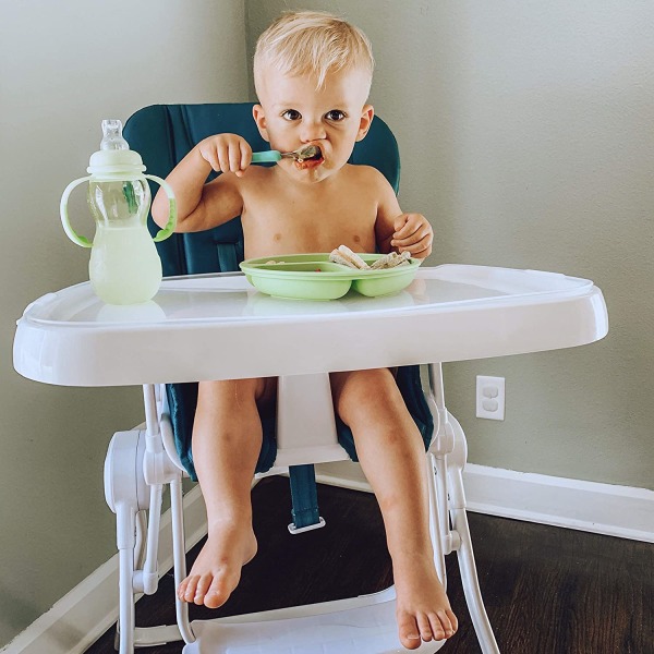 Toddler med sug - Baby Silikondelade tallrikar - Set med 3
