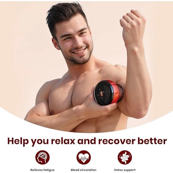 Smart Dynamisk Cupping Terapi Sæt med Rødt Lys, Cupping Sæt til Massage Terapi, Elektrisk Cupping Enhed (Rød)