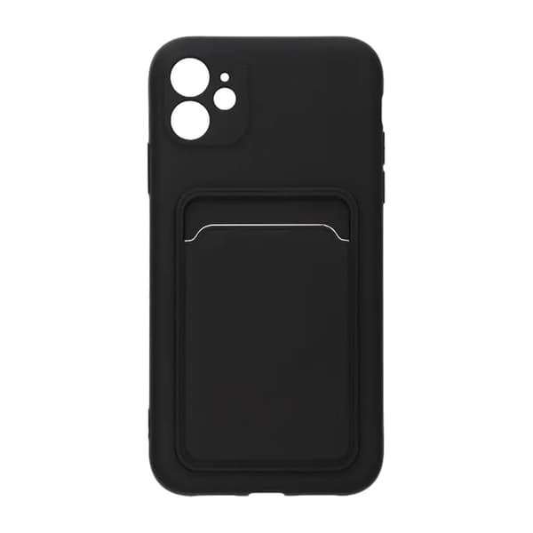 iPhone 11 Silikone Cover med Kortholder - Sort Sort