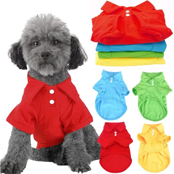 4 st Hundskjortor Pet Valp T-shirt Kläder Outfit Apparel Coats Toppar