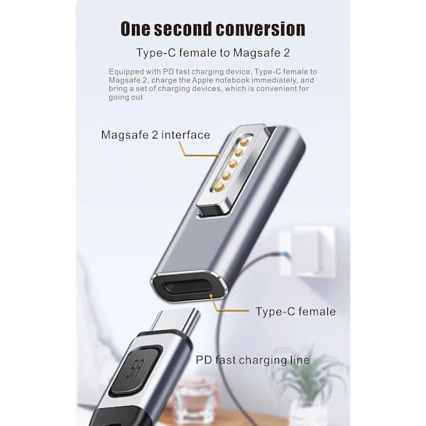 2 USB-C Power Delivery -sovitin, PD-pikalataus magneettinen USB-C-sovitin