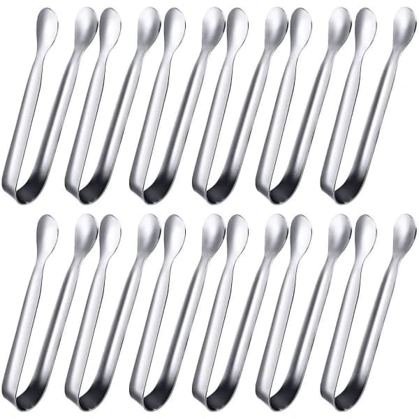 12-pack mini tänger Sockertänger Istänger Små serveringstänger i rostfritt stål
