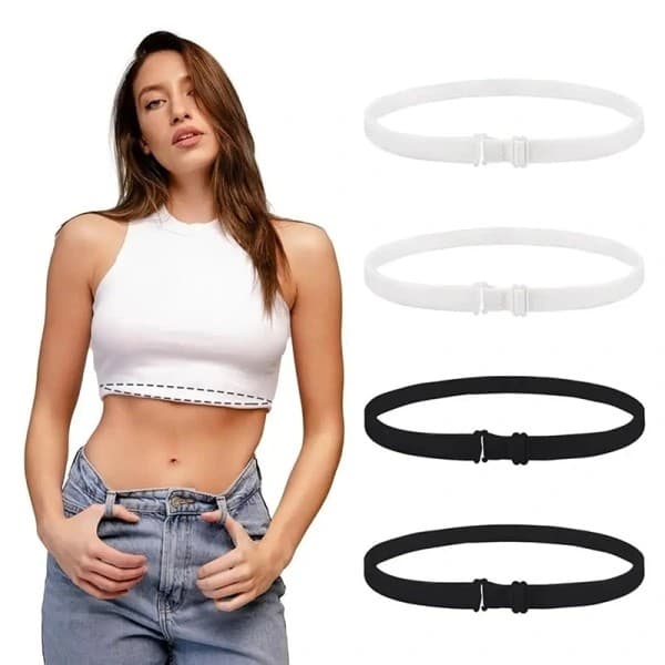 Svart crop top-band, justerbart elastiskt crop top-band