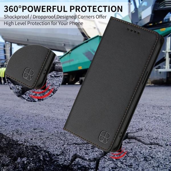 Samsung Galaxy S26 5G Dobbeltfoldbart Magnetisk Telefoncover, RFID Tyverisikret Lædermateriale, Sort