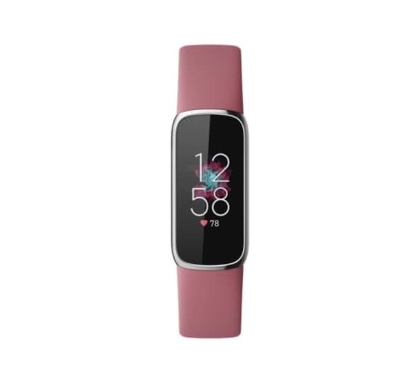 Fitbit Luxe 38mm sølvskive rosa silikonrem aktivitetsmåler