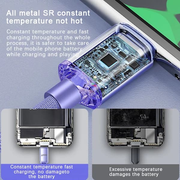 120W USB Type C-kabel 6A Hurtiglading Type C-kabler Hurtiglading Blå 25CM