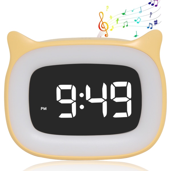 Kinderwecker, Digitaler Wecker Kinder mit Nachtlicht 18 Klingeltöne Dual Alarms Snooze Modi 12/24 Stunden