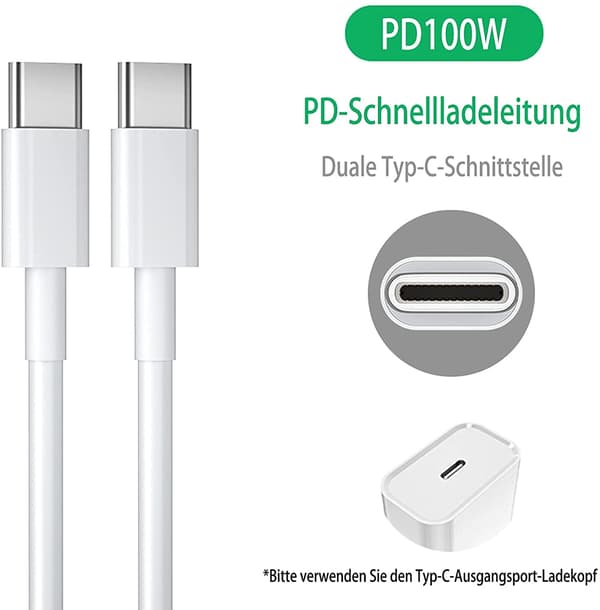 2M 60W 3A Snabbladdningskabel USB-C till USB-C Typ C PD - Vit