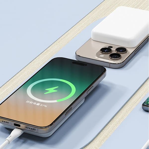 Dudao 5000mAh 20W Power Bank, stöder USB, USB-C och MagSafe-gränssnitt - Vit