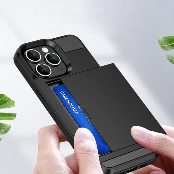 Til iPhone 15 Pro cover med kortholder Sort