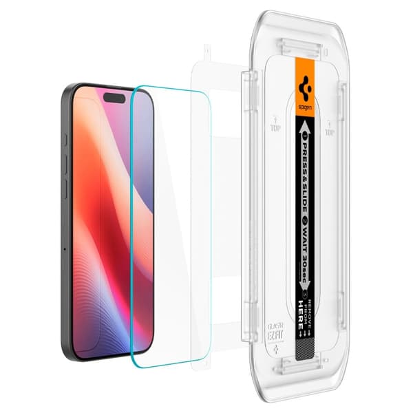 Spigen iPhone 17 / 17 Pro / 16 Pro 2-pack GLAS.tR “Ez Fit” -näytönsuoja