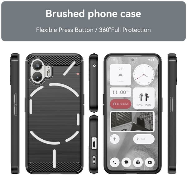 SHELL Nothing Phone (2) Armor Carbon Stødsikkert TPU Cover - Sort