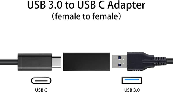NÖRDIC USB-C hunn til USB-A hunn adapter 5 Gbps Svart