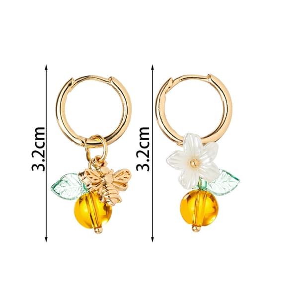 Levende orange bi-øreringe med blomsterbladmønster, legering, behagelig pasform