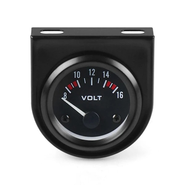 Universal Pointer 12v 2 tommer 52mm Voltmeter Måler Voltmeter Auto Range 8-16v LED Lys Skive Sort