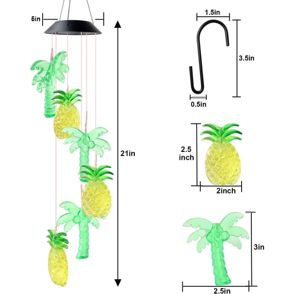 Ananas Kokosnötsträd Vindklockor Sol Vindklocka Trädgård Dekor Sommar Hav Vindklocka Intressanta Presenter till Mamma Familj Vänner