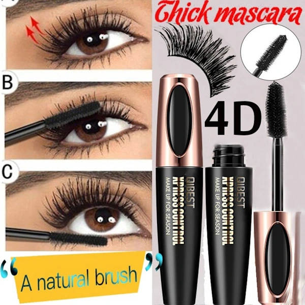 4D Silkefiber Mascara Forlengelse Vippebøy