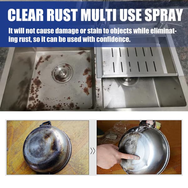 Multifunktionel rustfjerner spray til bilvask, pletfjerning, renovering, anti-oxidationsvedligeholdelse og rengøring.