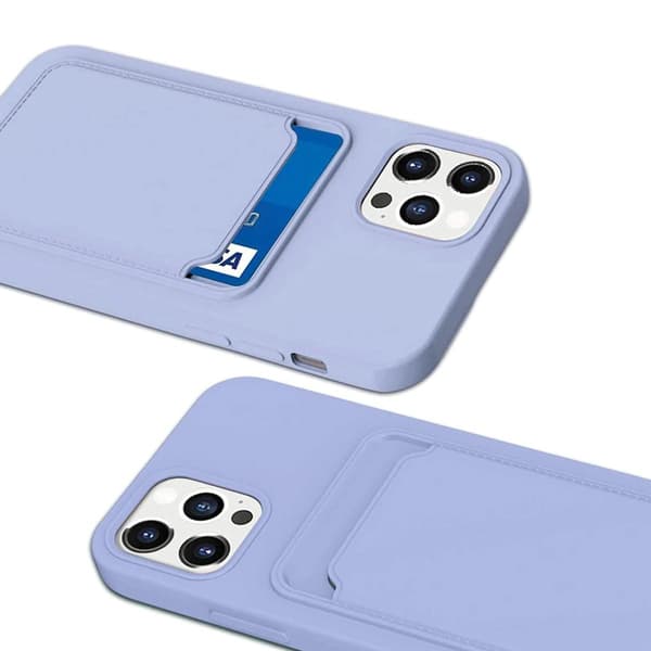iPhone 12/12 Pro silikondeksel med kortholder - lilla