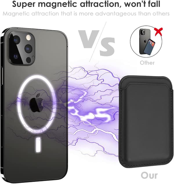 Magnetisk kortholder til iPhone 12/13-serien PU-læder sort