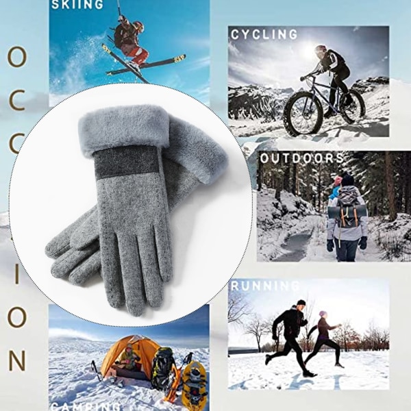 Vintervarma thermal med pekskärm med vindtäta fleecehandskar Skidåkning utomhuspresent för kvinnor