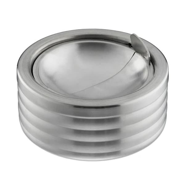 Askkopp med lock, vindtät, rostfritt stål
