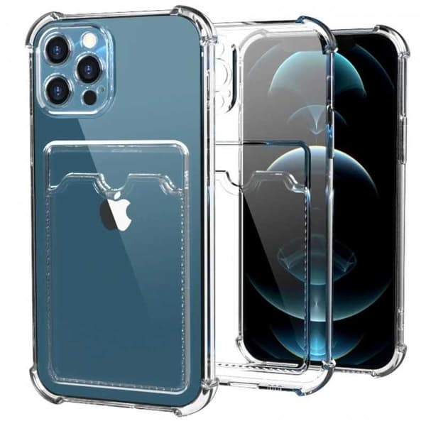 Stødsikkert etui med kortpladser, forstærkede hjørner iPhone 12 Pro Transparent