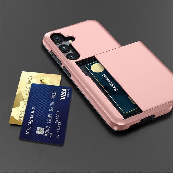 Samsung S25 FE Armor -korttipidikekotelo - ruusukulta