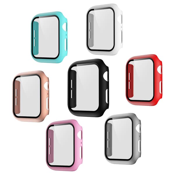 Stødresistent etui til Apple Watch 44mm + Hærdet Glas 2-i-1 - Sort