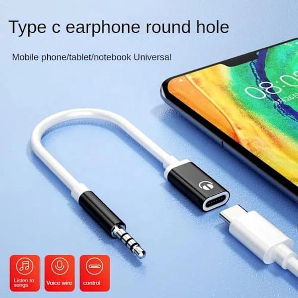 3,5 mm han til Type-C hun lydkabel 3,5 mm analogkabel Type-C konverter hovedtelefonadapter kompatibel med bærbare computere, tablets,
