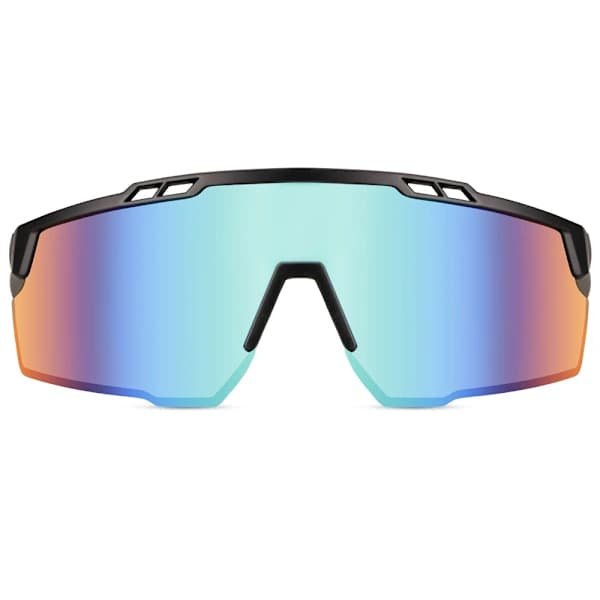 Sporty solbriller med spejlglas og sorte stel